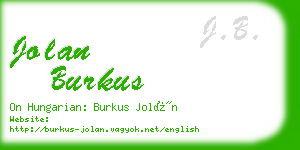 jolan burkus business card